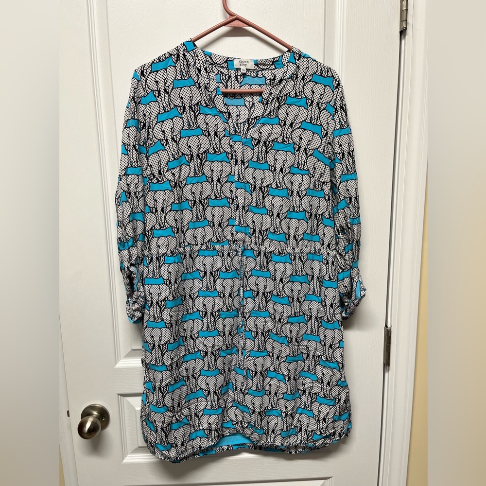 Tie waist Elephant 🐘 dress with adjustable sleeves